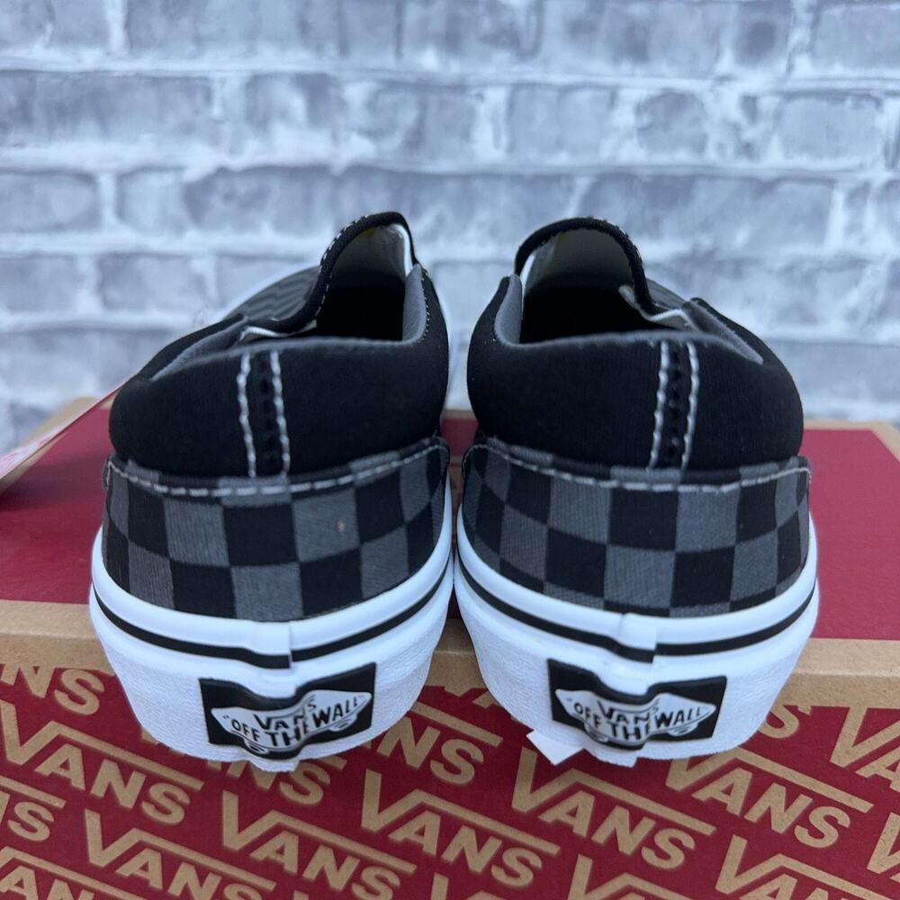 Vans Classic Slip On Checkerboard Black Pewter Shoes Toddlers Baby Size 8 New - Picture 4 of 5